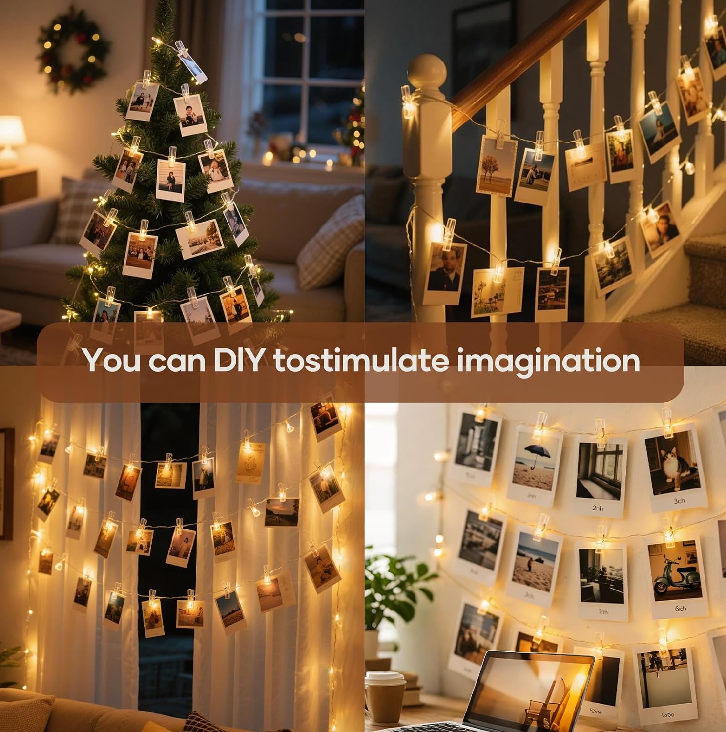 Thumbnail 2 de Hoteril Luci per Foto – 12M Lucine LED decorative per camere con filo di rame e 60 clip trasparenti