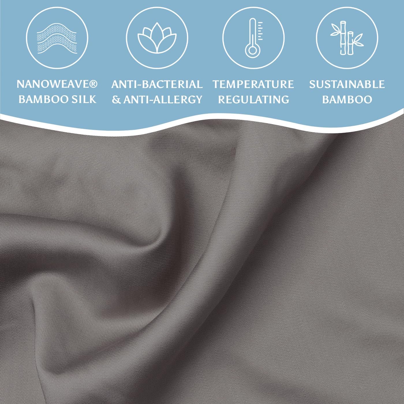 Thumbnail 1 de Luff Bamboo Silk Pillowcases – Organic, Hypoallergenic, Cooling, Dark Grey (Pack of 2)