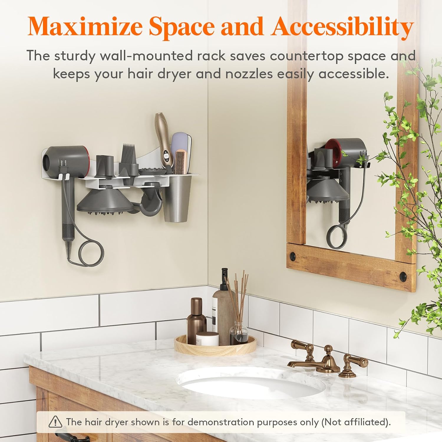 Thumbnail 4 de Lifewit 24568 Wall-Mounted Hair Dryer Holder for Dyson, White Metal