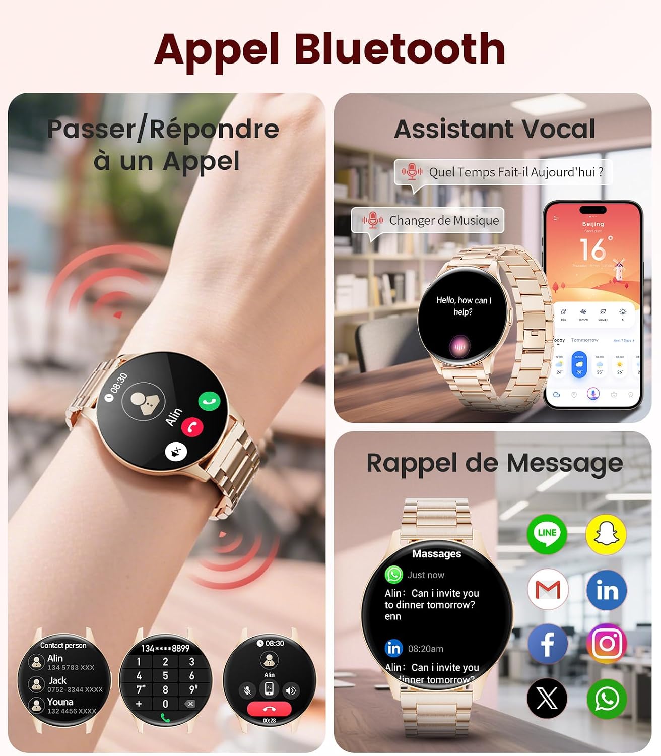 Detalle de LIGE SMART FV21-A smartwatch voor dames met AMOLED-scherm en IP68