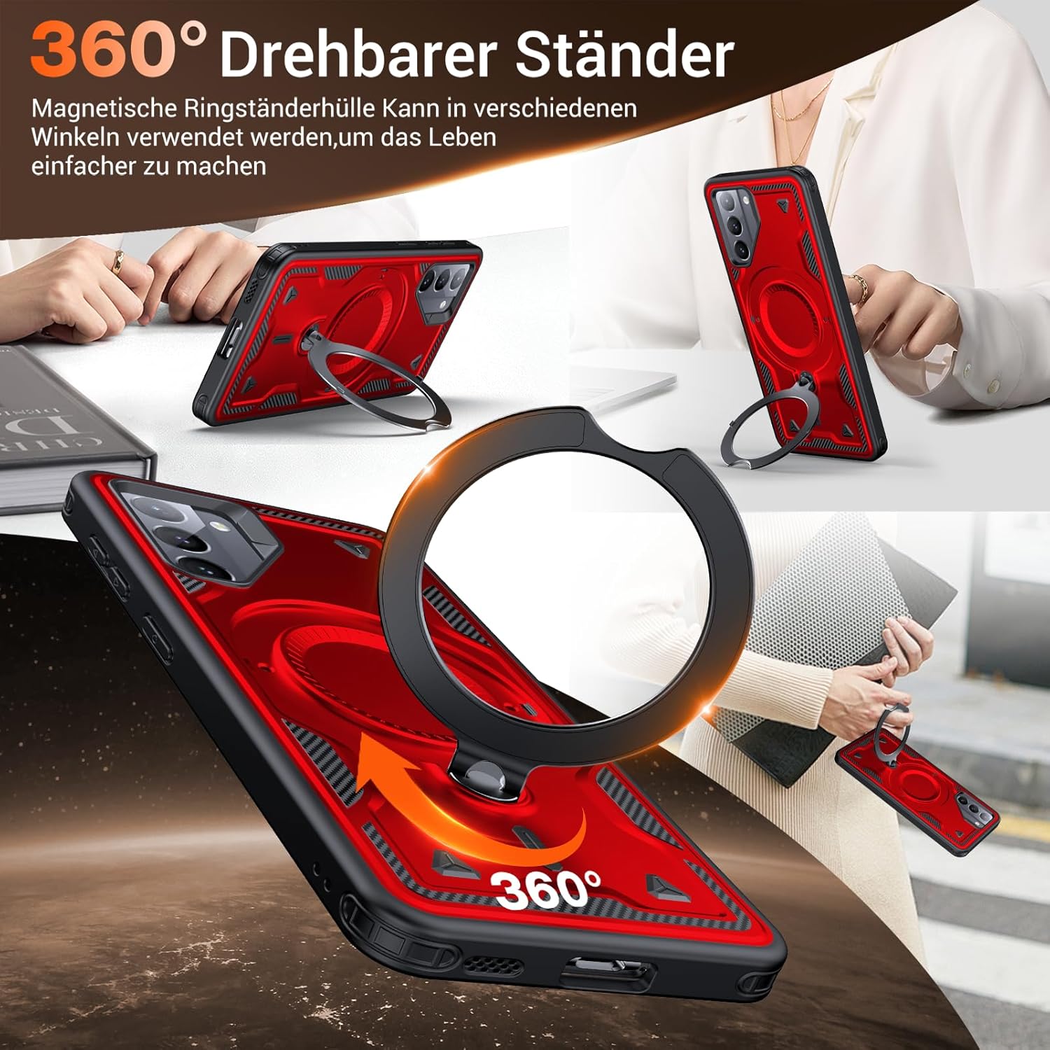 Thumbnail 2 de WYUIC Hülle für Samsung Galaxy S21 5G – Rotierender Ring-Ständer, Militärschutz, 360° Magnetring