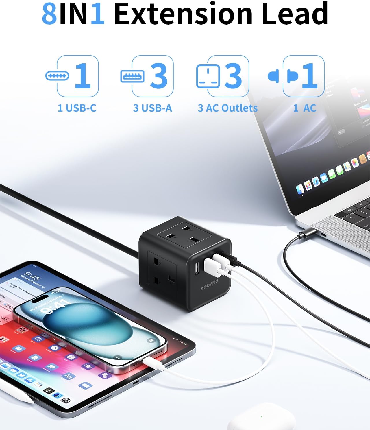 Detalle 2 de Extension Lead with 4 USB Slots 1.5M