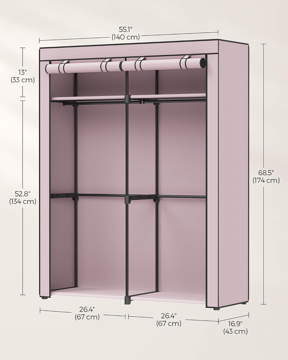 Thumbnail 6 de SONGMICS RYG002P02 Portable Fabric Wardrobe, 140 x 43 x 174 cm, Lavender Violet
