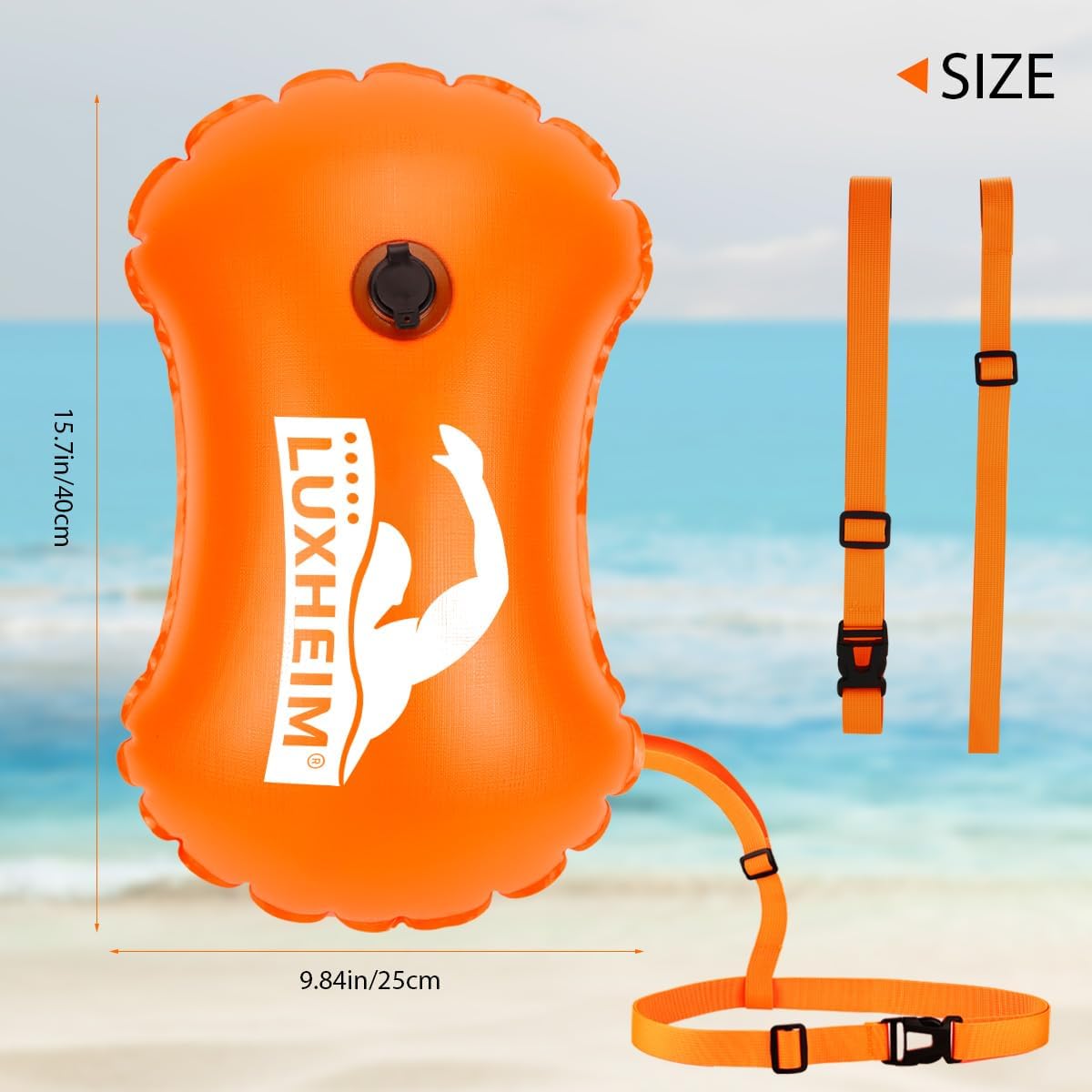 Thumbnail 3 de LUXHEIM 2er-Pack Schwimmboje Schleppschwimmer für Open Water – leuchtend, aufblasbar aus PVC