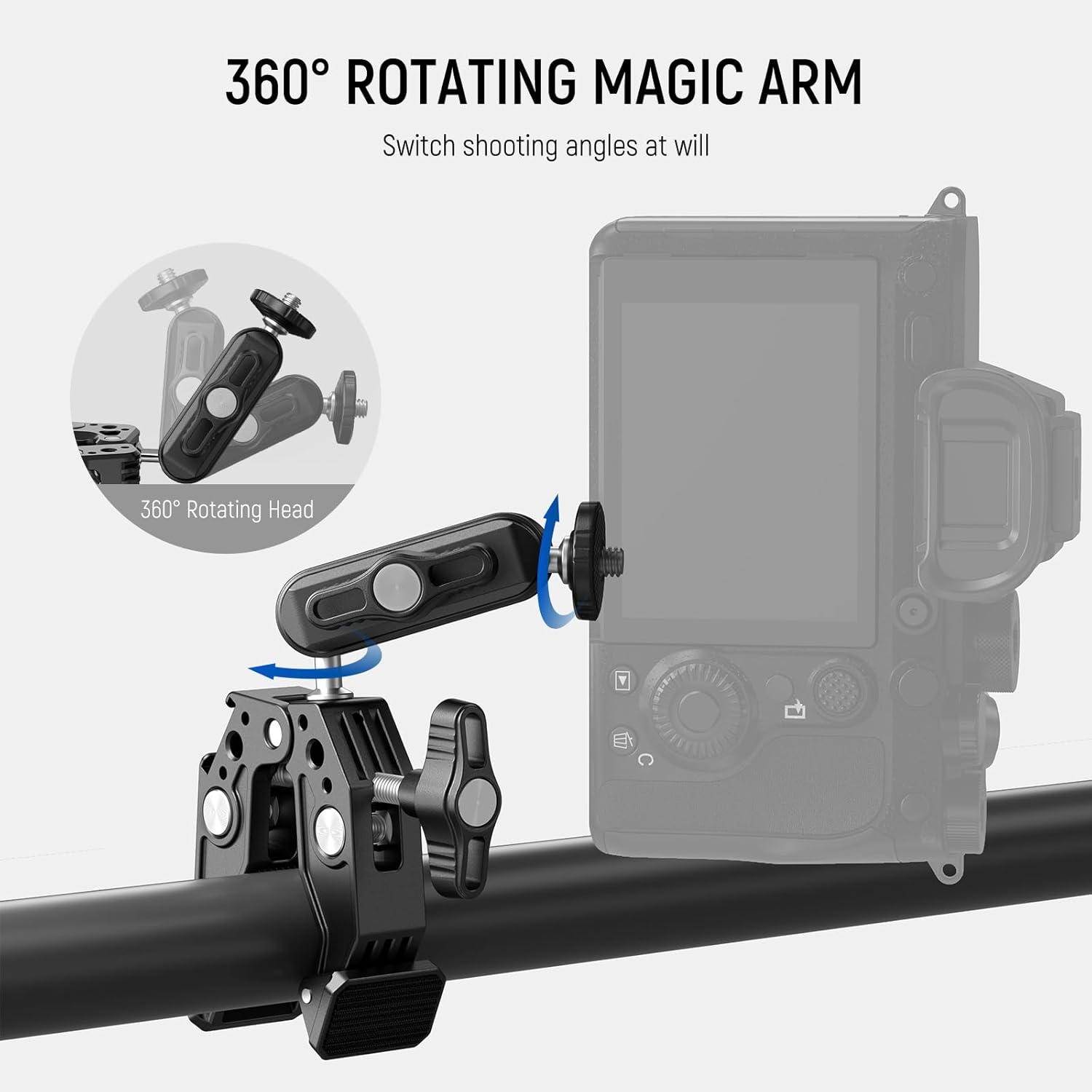 Thumbnail 3 de NEEWER Super Clamp with 3" Dual Ballhead Magic Arm (ST83) for phone & action cameras