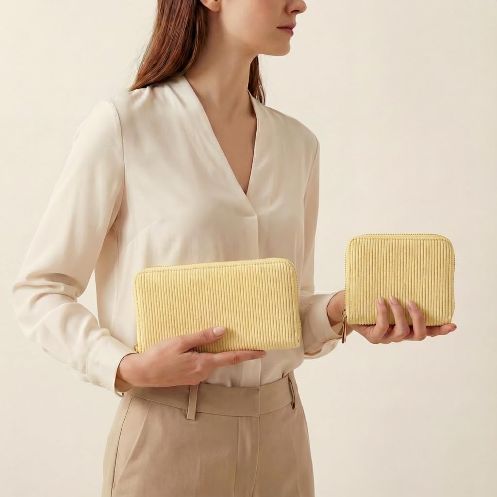Thumbnail 6 de MillyMilk Fondo Large – Große Damen Cord Geldbörse aus veganer Pana, Honiggelb