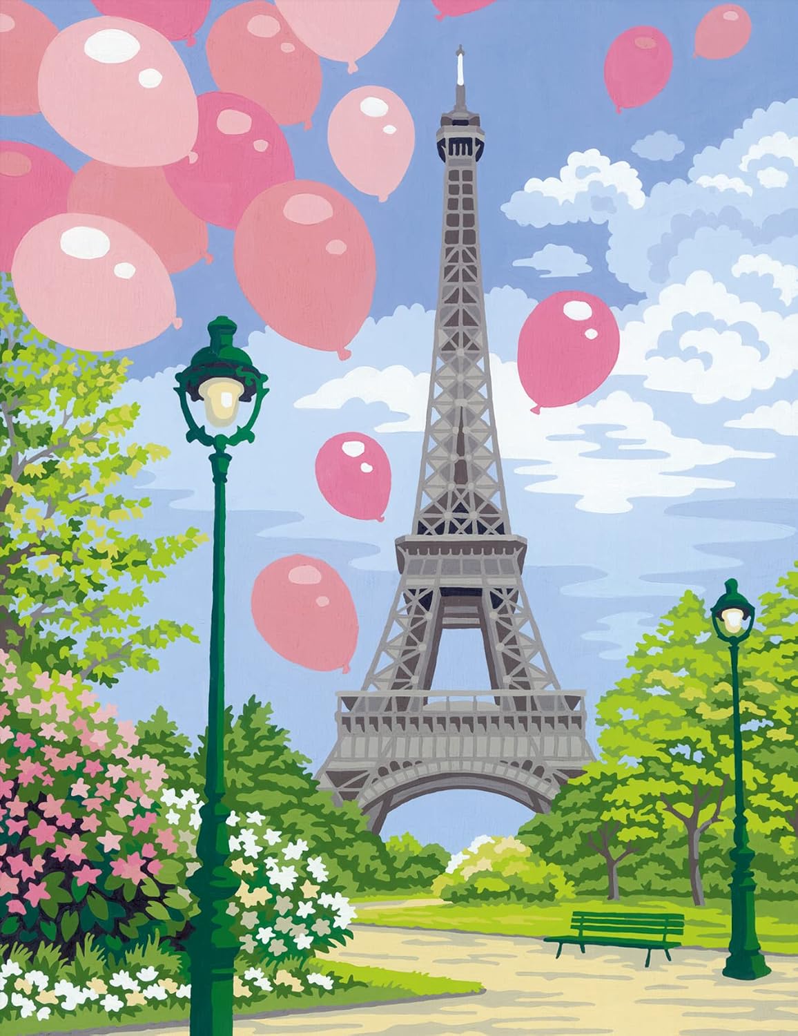 Detalle 2 de Ravensburger CreArt 28992 – Frühling in Paris: Malen nach Zahlen für Erwachsene