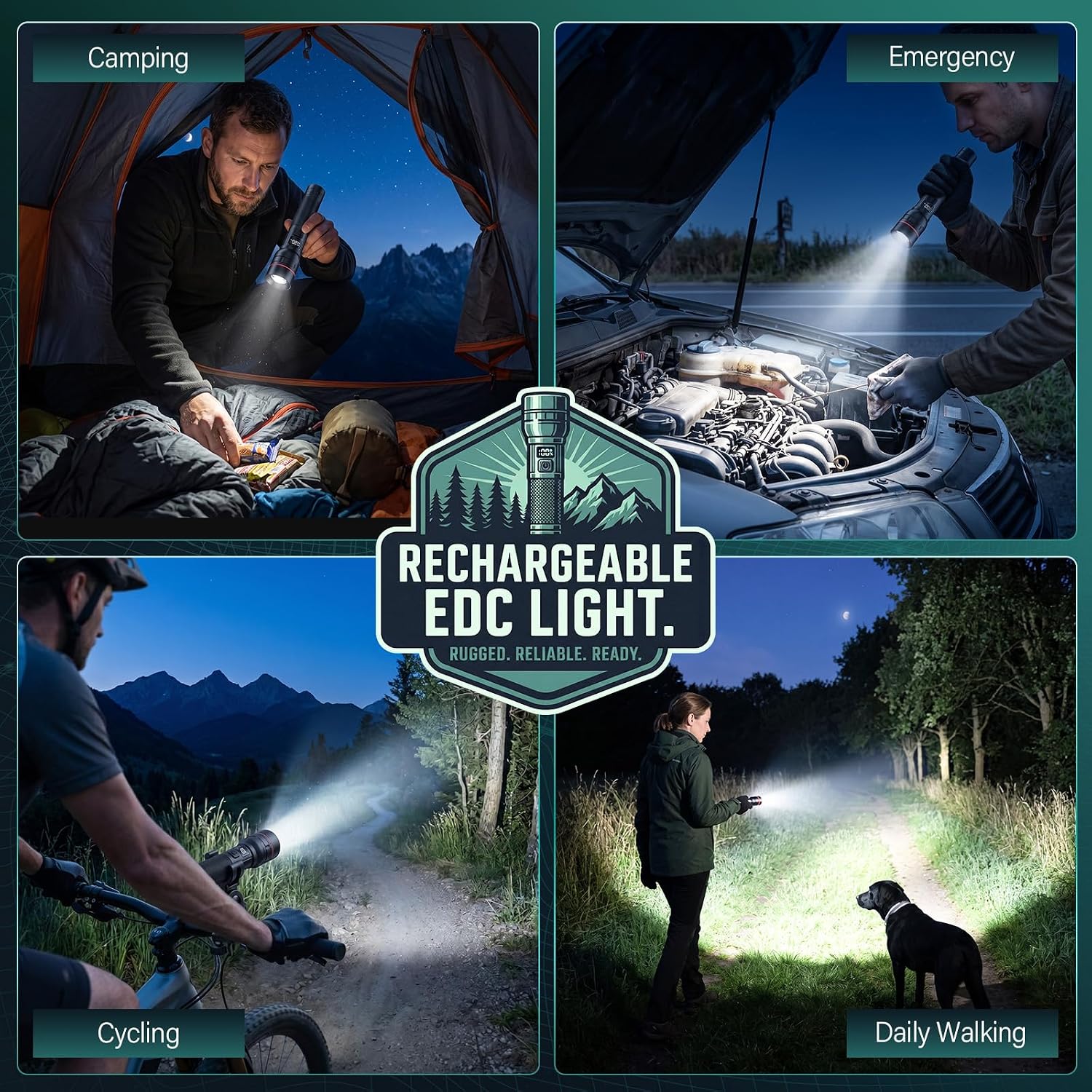 Thumbnail 6 de RECHOO Rechargeable Flashlights 2 Pack: Super Bright LED Torches with LCD Display