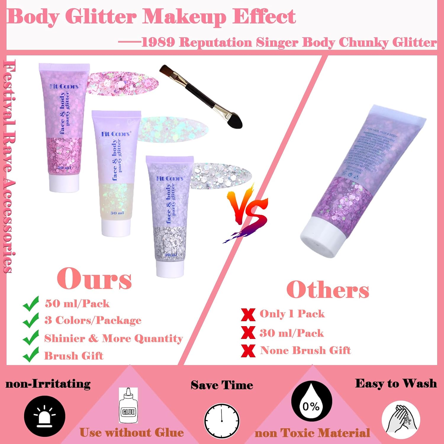 Detalle de Angels Beauty HG-001 Glitter Gel for Face, Body, Hair and Lips, 150 ml
