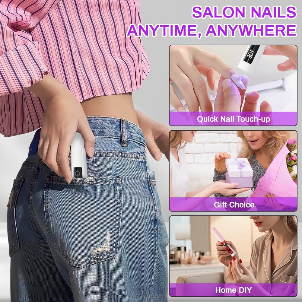 Detalle 2 de Flintronic Lampe UV Ongles Gel 3W portable avec support, double minuteur 30s/60s et écran tactile