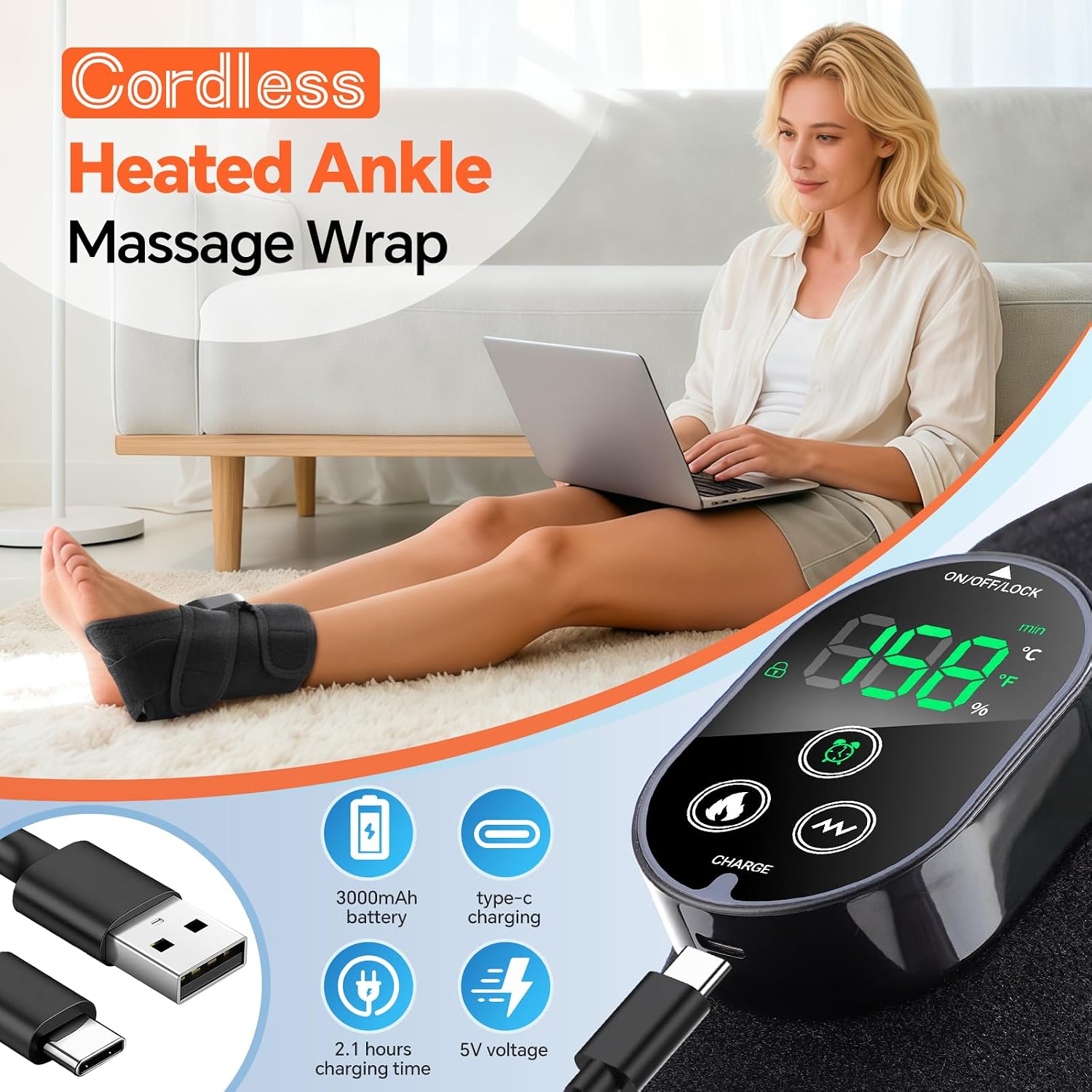 Thumbnail 5 de BAISEMAIN Heated Ankle Brace, Cordless 2-Pack with 6 Heat Settings