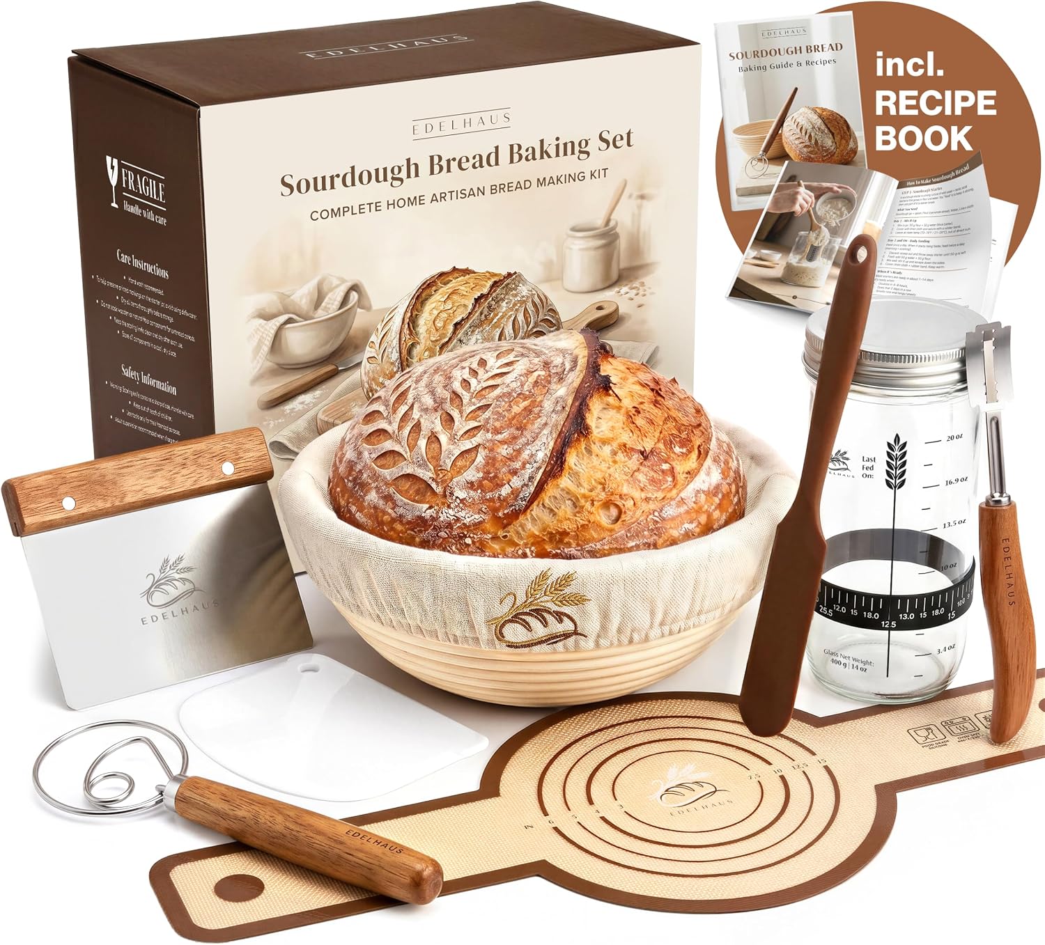 Detalle de EDELHAUS Sourdough Starter Kit with Rattan Banneton