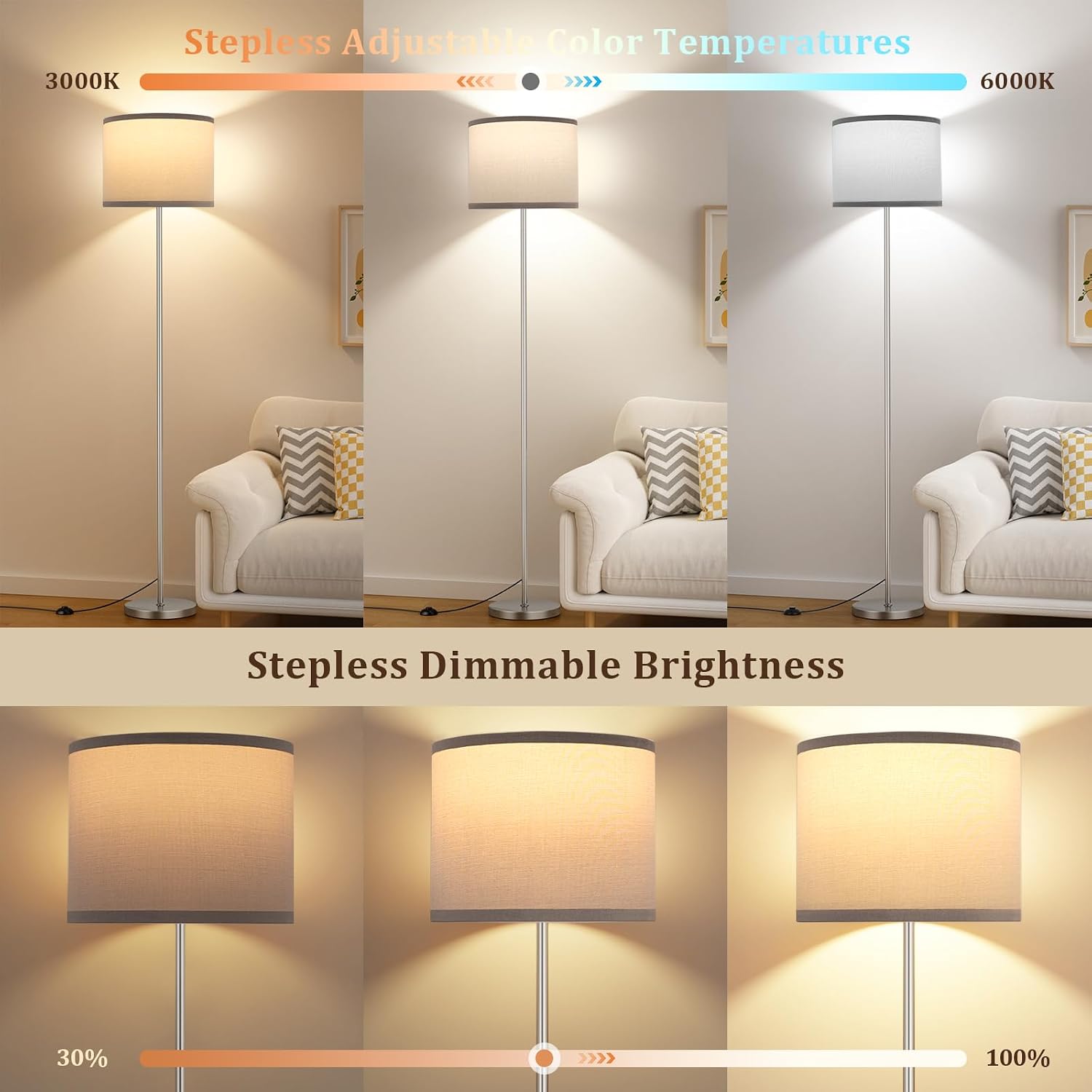 Detalle 2 de PreeOtti Modern Grey Floor Lamp 9W