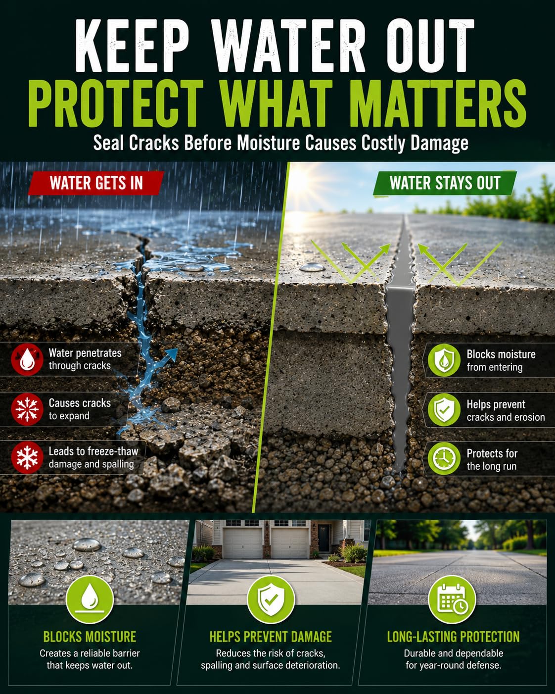 Detalle 2 de COATEZ Self-Leveling Concrete Crack Filler, 2-Pack Waterproof Formula