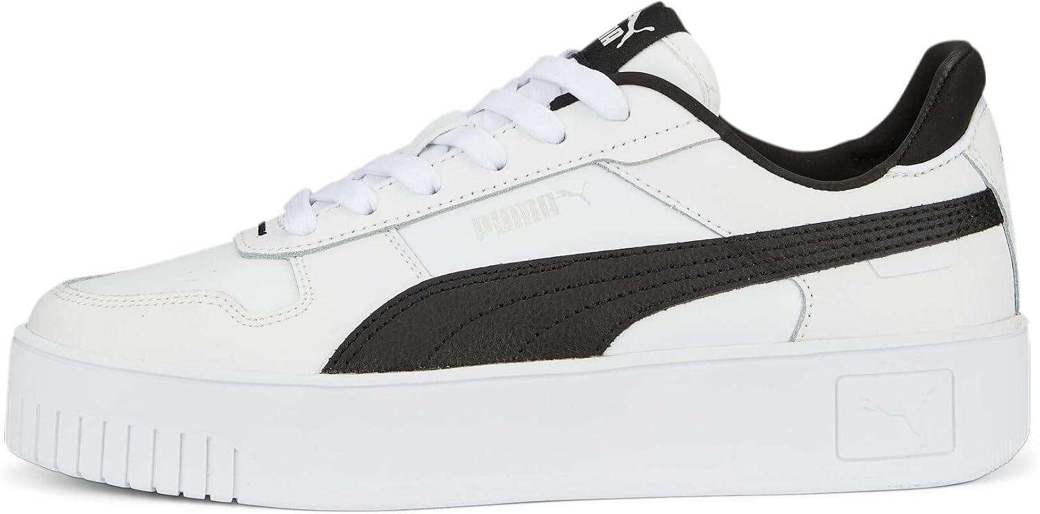 Detalle de PUMA Women Carina Street - Sneaker in pelle bianca con dettagli Puma Gold, taglia 38 EU