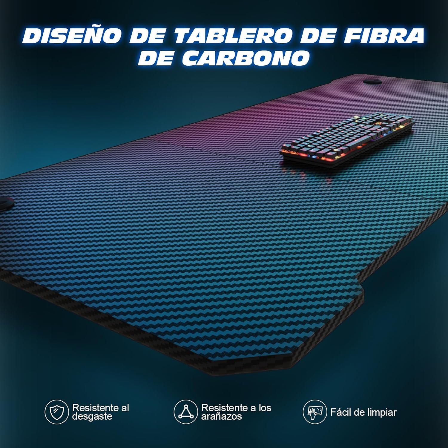 Thumbnail 4 de TRIUMPHKEY Mesa Gaming Z 140x60cm con Portavasos y Ganchos