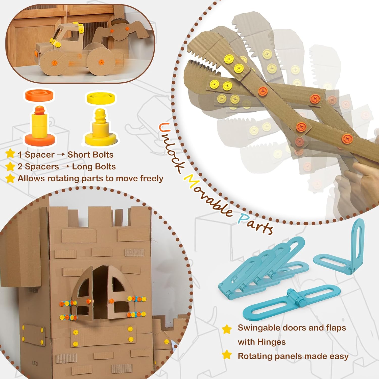 Thumbnail 1 de ZLemma Cardboard Construction Kit – 401 PCS Kids DIY Build Set with Safe Serrated Cutter, Crease Roller, Screws & Nuts
