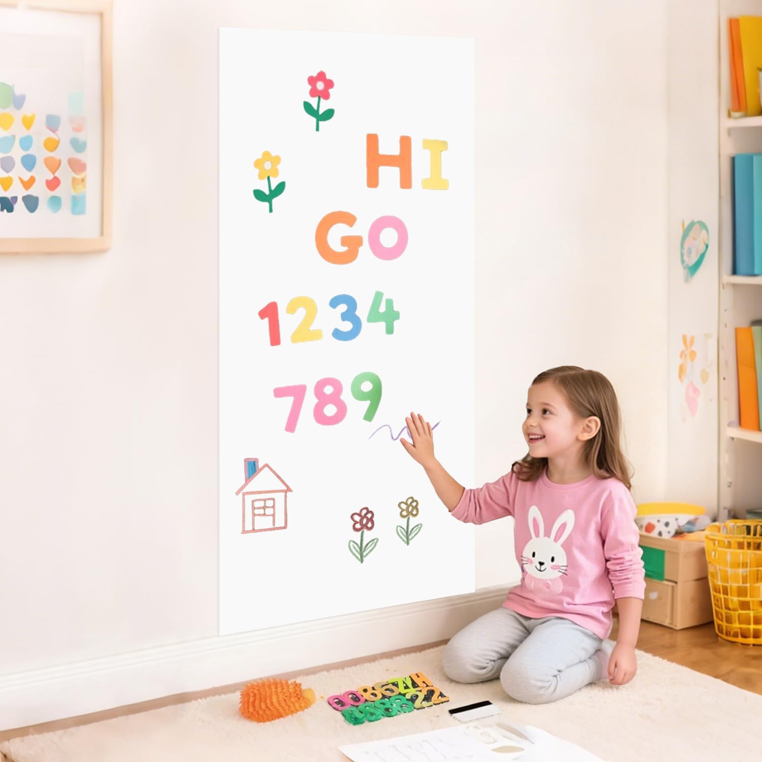Detalle de FANPROMS Magnetic Wall Decal, 120 x 45 cm White Chalkboard Sticker