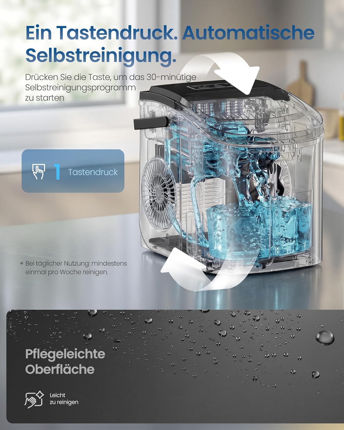 Thumbnail 3 de SONGMICS Eiswürfelmaschine XZB001B1EU – kompakte 12 kg/Tag, 6 Min. für 9 Würfel, Selbstreinigung