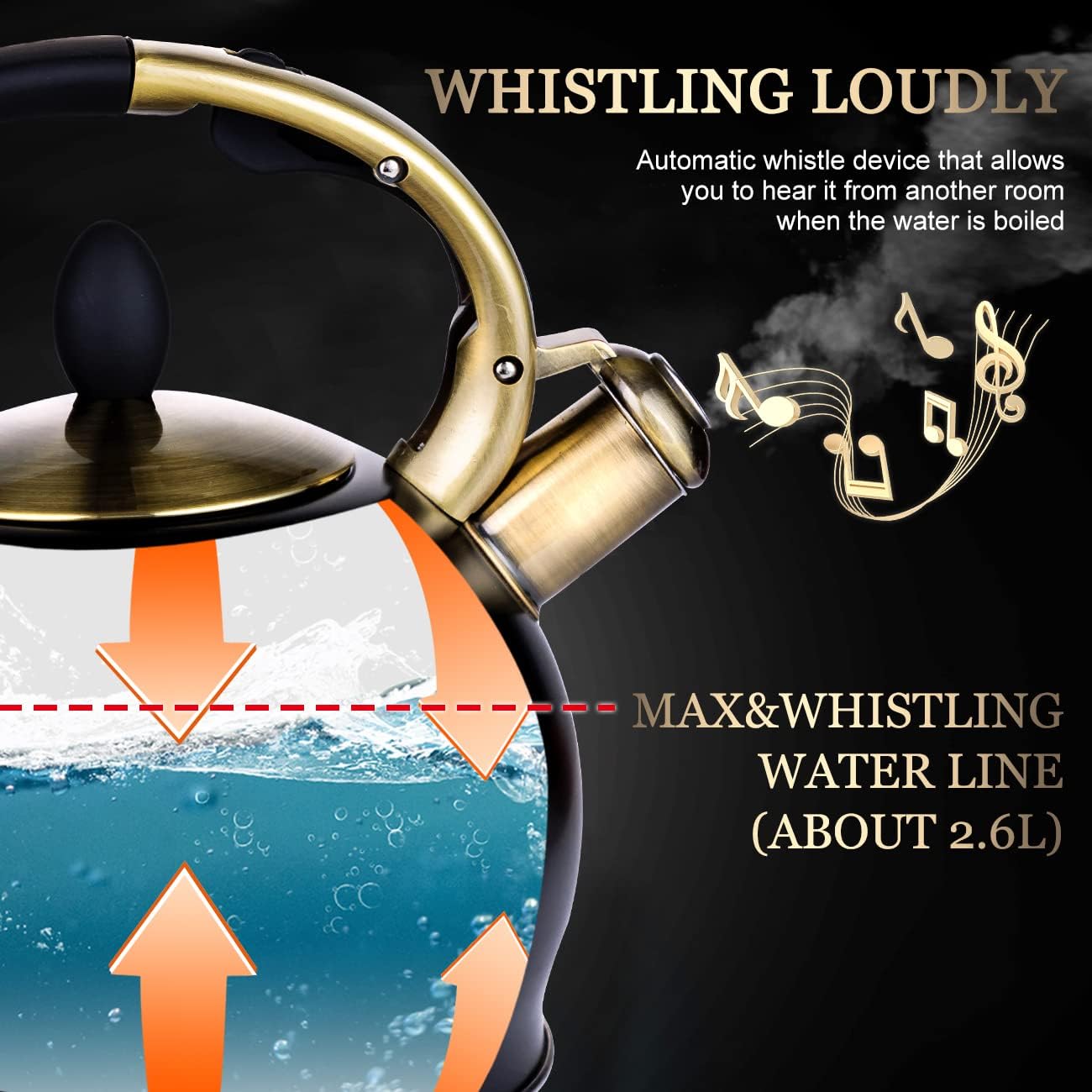 Thumbnail 2 de SUSTEAS Stove Top Whistling Kettle, 3L