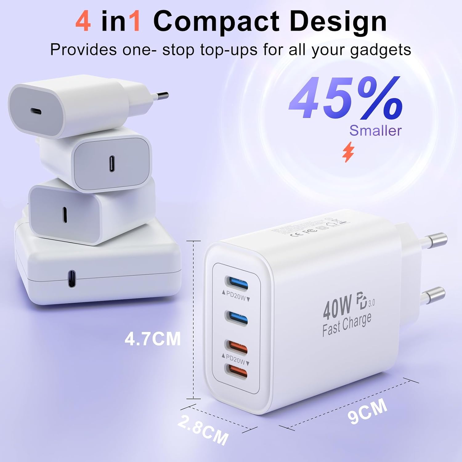 Thumbnail 4 de 40W USB-C Vierfach-Ladegerät 2er Pack
