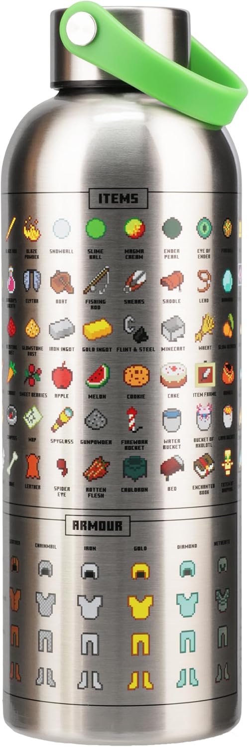 Detalle de Paladone Minecraft Metal Water Bottle metalen drinkfles, 500 ml, dubbelwandig