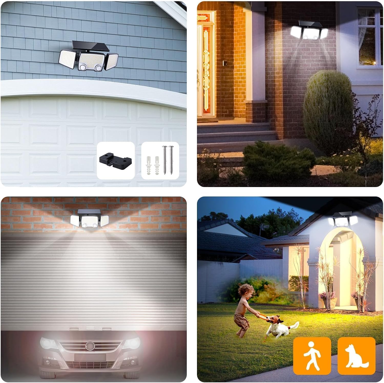 Detalle 2 de LUTEC Solar Outdoor Lights 332 LED 7000K: Dual Motion Sensor Flood Light (Pack of 2) with 270° Coverage