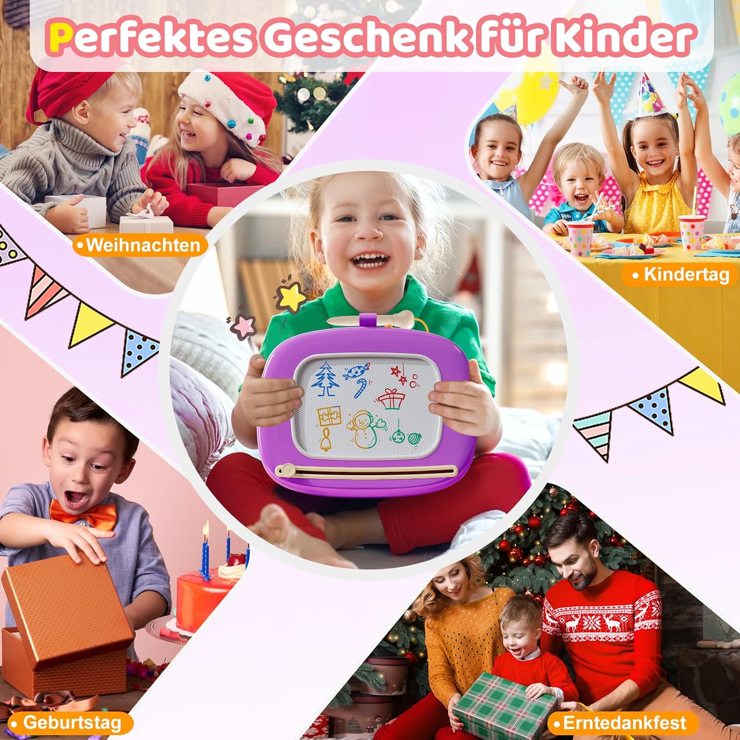 Thumbnail 6 de Kikidex Magnetische Zaubertafel – Kleinkind-Zeichentisch 1–3 Jahre (Violett)