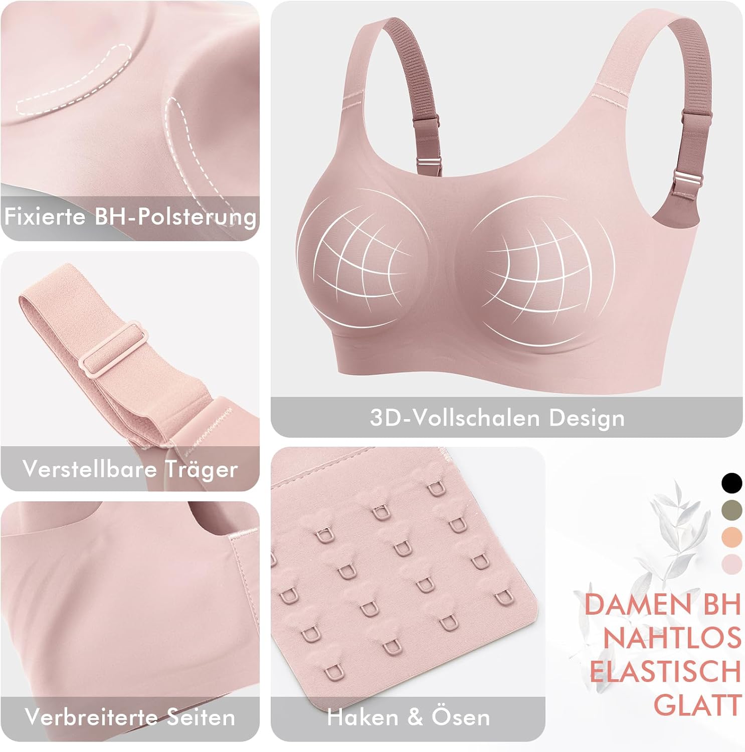 Thumbnail 2 de Nahtloser BH Damen Ohne Bügel Glatt Komfort Vollschalen