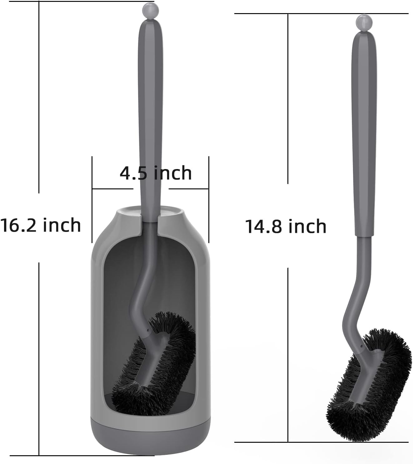 Thumbnail 6 de HAMITOR Toilet Bowl Brush Holder Toilet Brush Set, S-Shaped Head, Grey