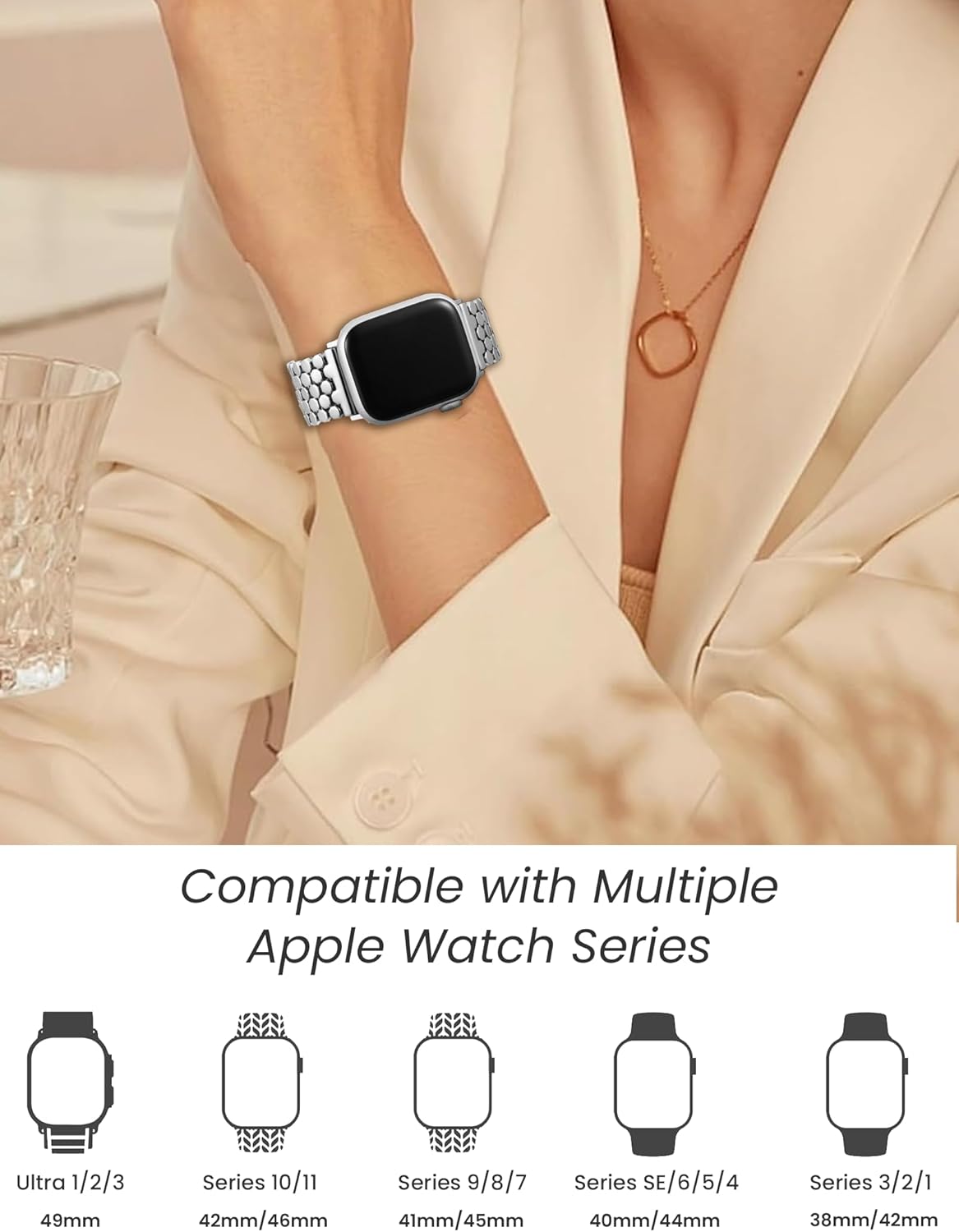 Thumbnail 5 de JJii Sung honeycomb metal watch band 15.5 cm