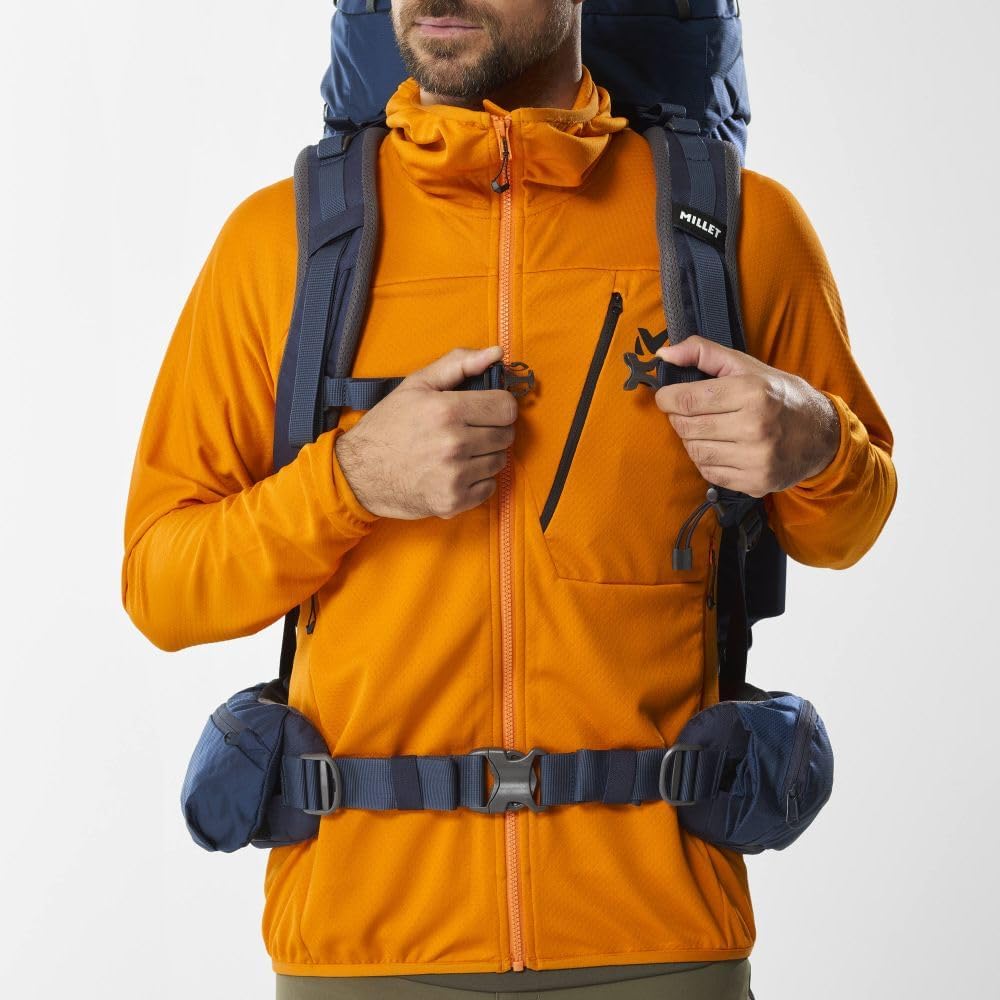 Detalle de Millet Hanang 65+10 – Sac à dos de trekking extensible 65+10 L (75 L max) pour homme et femme, avec housse de pluie