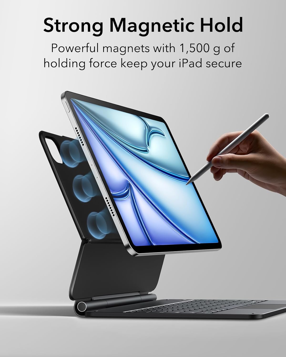 Thumbnail 4 de ESR Upgraded Case Keyboard Stand for iPad Air 13 and 12.9 iPad Pro (Black) — Easy-Set Floating Cantilever + Trackpad