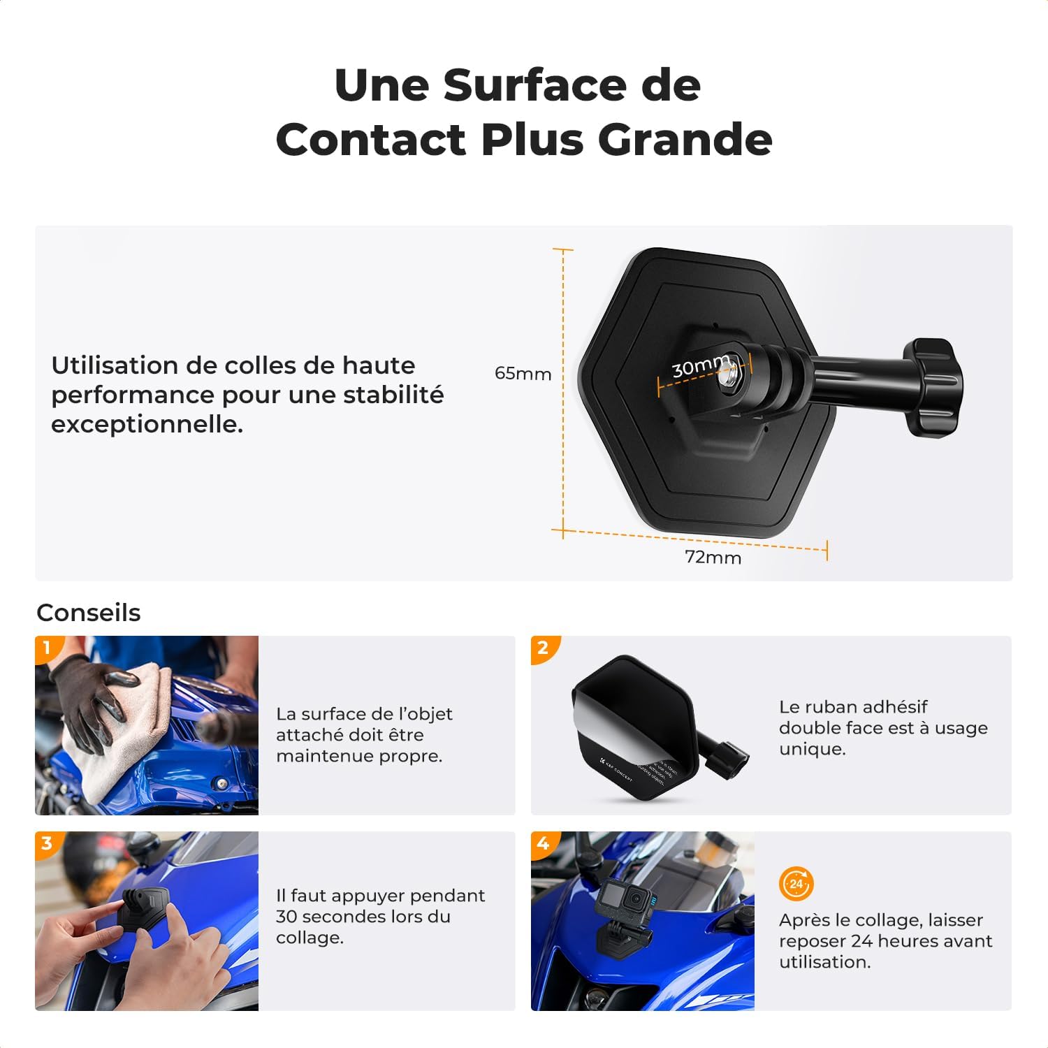 Thumbnail 4 de K&F CONCEPT Fixation Adhésif 3M sur Casque pour Caméras d'action – Compatible DJI Osmo 360