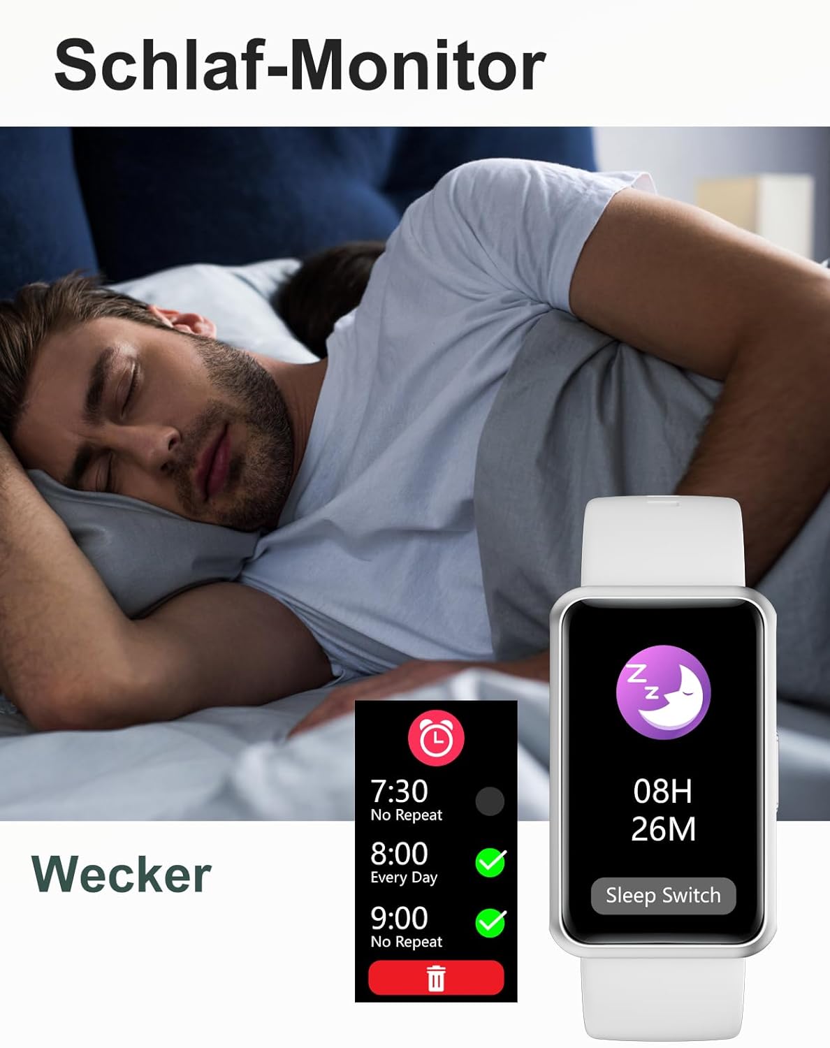 Thumbnail 4 de HUAKUA Schrittzähler Uhr – autonome Fitnessuhr mit 1,47 Zoll Touchscreen, IP68, Schlafmonitor und Kalorienzähler