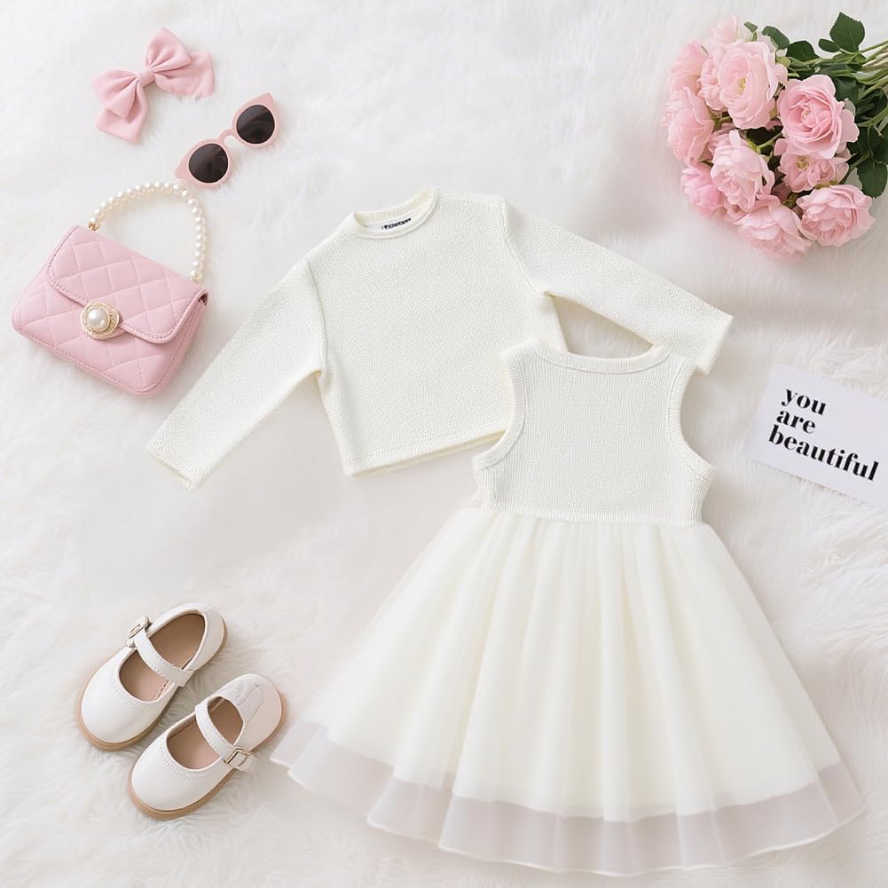 Thumbnail 6 de Vicloon Ensemble Robe et Cardigan pour Bébé Fille – 2 Pièces (Robe sans Manches à Imprimé Floral + Manteau à Manches Longues)