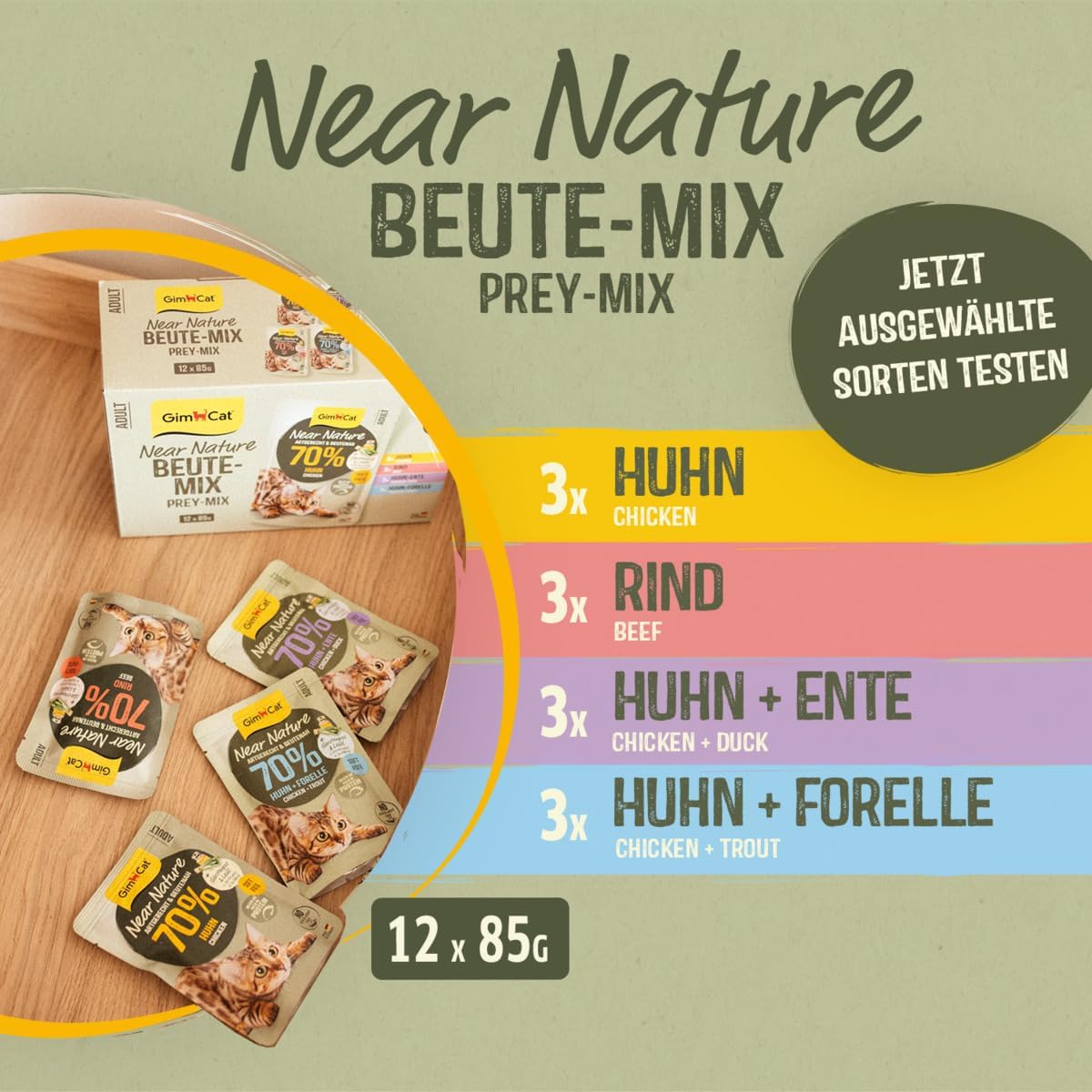 Detalle 2 de GimCat Near Nature Probier-Mix 12er Nassfutter