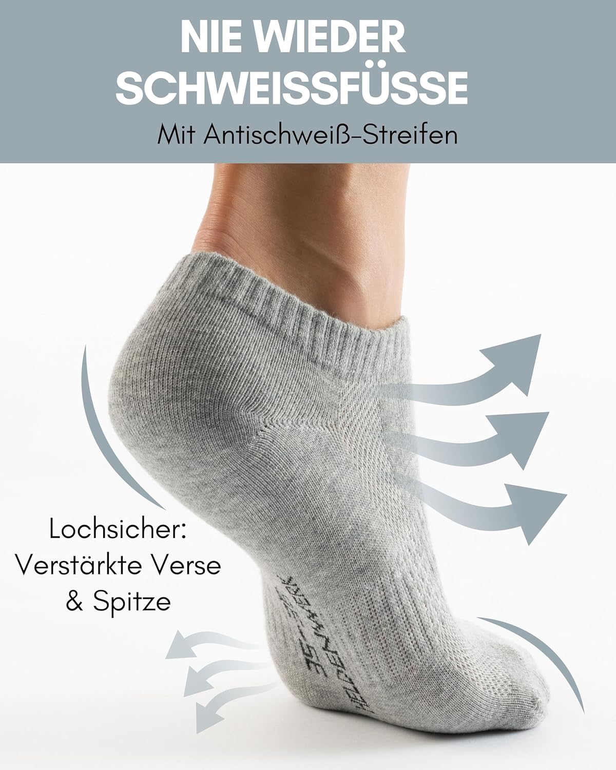 Detalle de HELDENWERK 10 Paar Premium Sneaker Socken – Unisex Kurzsocken aus gekämmter Baumwolle, Komfortbund, keine drückende Naht