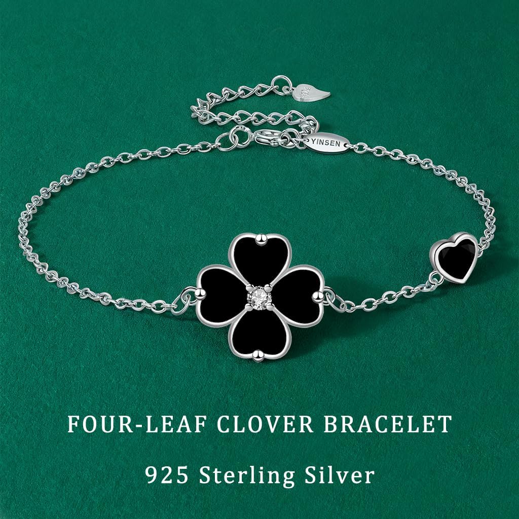 Detalle de Yinsen Kleeblatt-Armband Damen aus 925 Sterling Silber (glücksbringe) in Geschenkbox