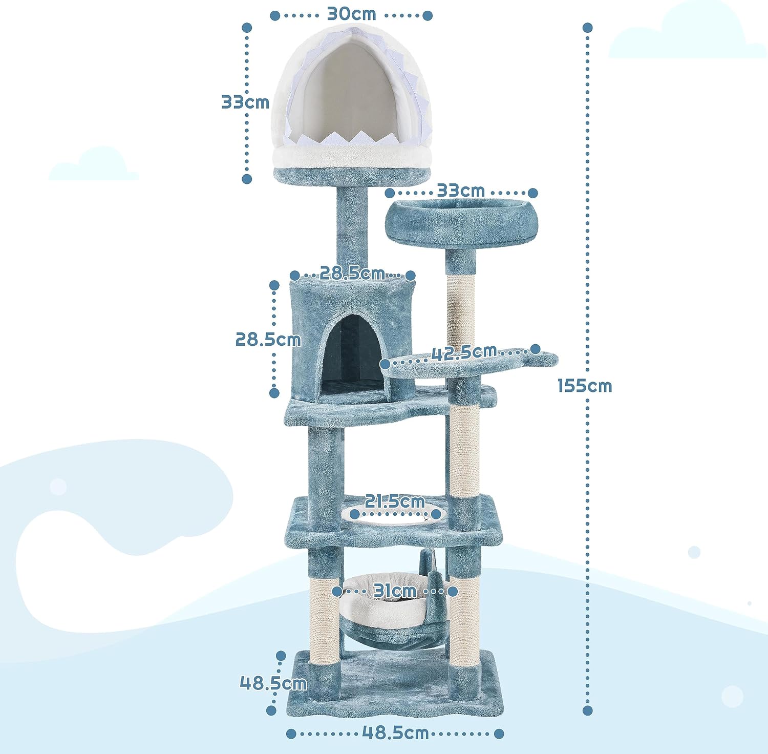 Detalle de Yaheetech 155cm Tall Ocean-Themed Cat Tree