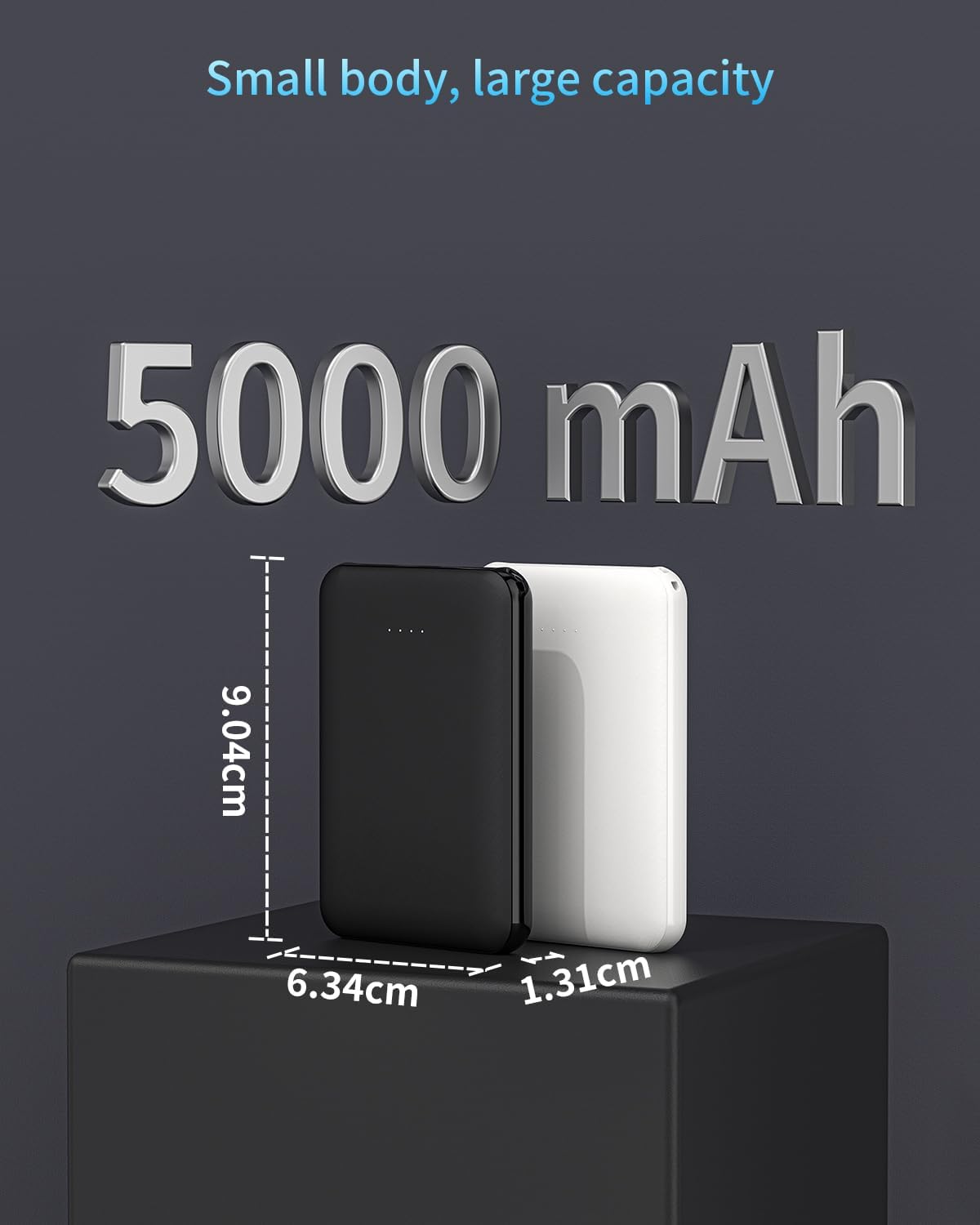 Detalle 2 de Mini Power Bank 5000 mAh, pack 2 unidades