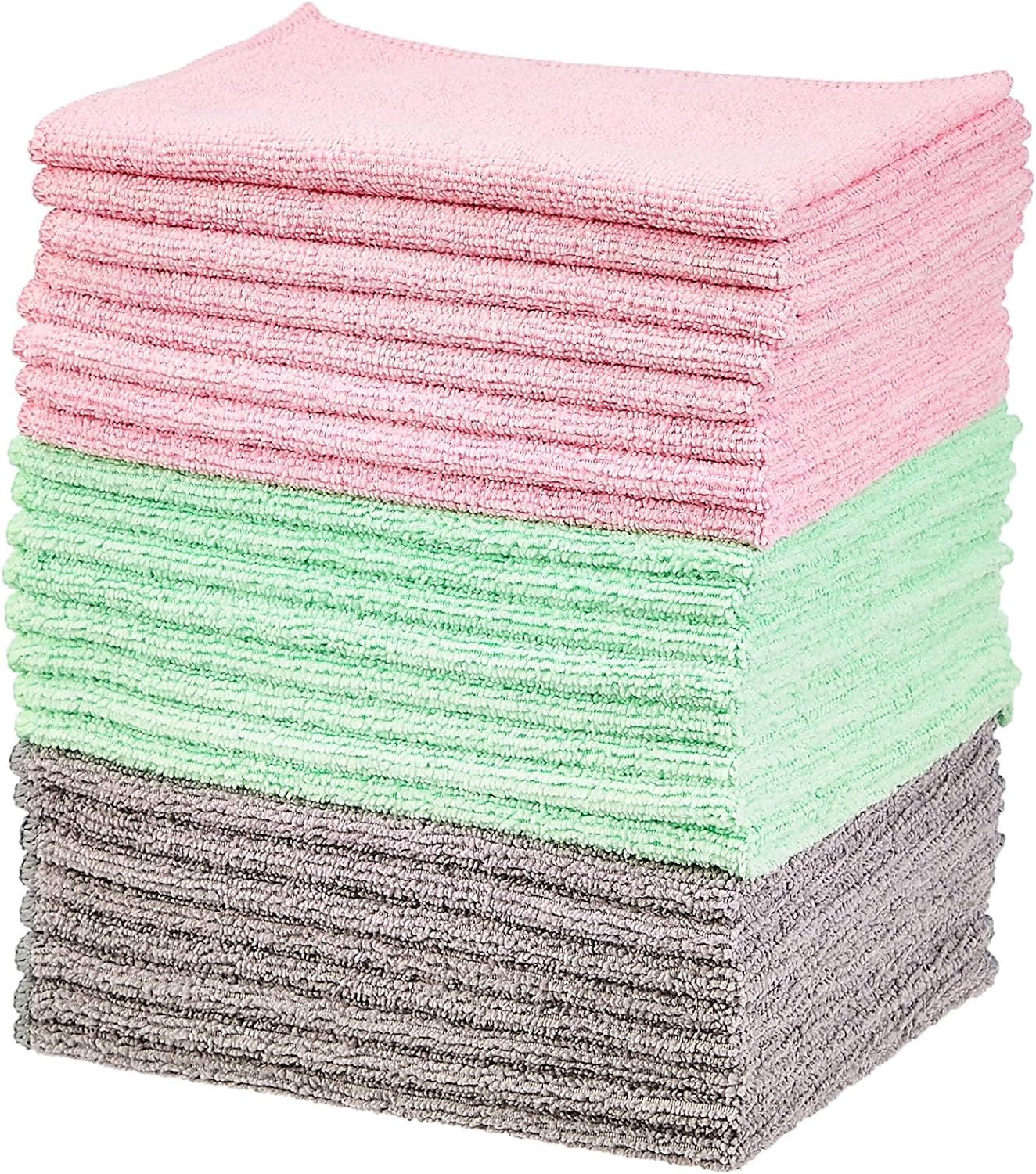 Detalle de Amazonベーシック CW190449 マイクロファイバークリーニングクロス 24枚 40×30cm 3色