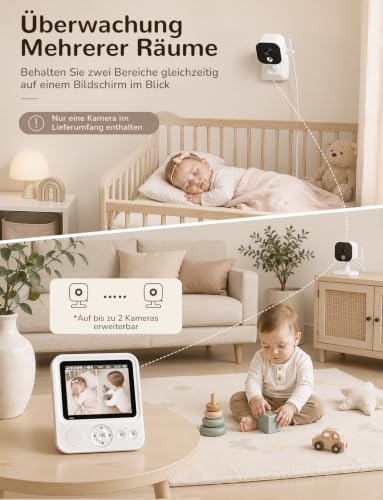 Detalle 2 de OBVHNUA Babyphone mit Kamera ohne WLAN – 2,8 Zoll, 720P, VOX bis 96 Std.