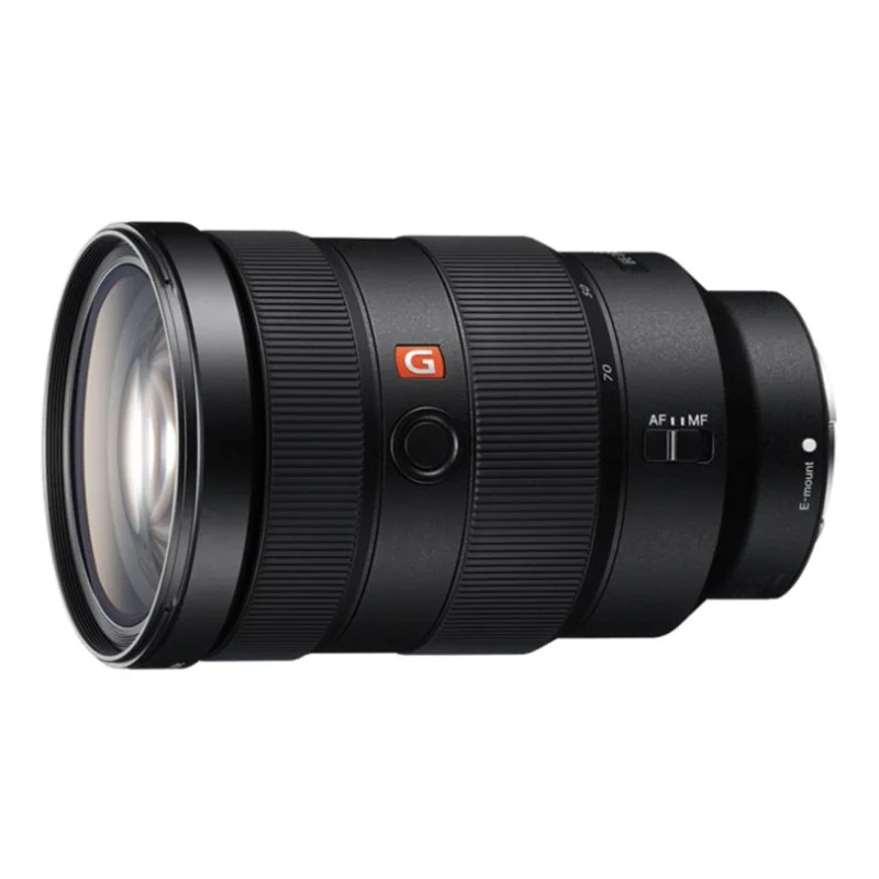 Detalle de Sony SEL2470GM 24-70mm f/2.8 GM para Montura E con parasol negro