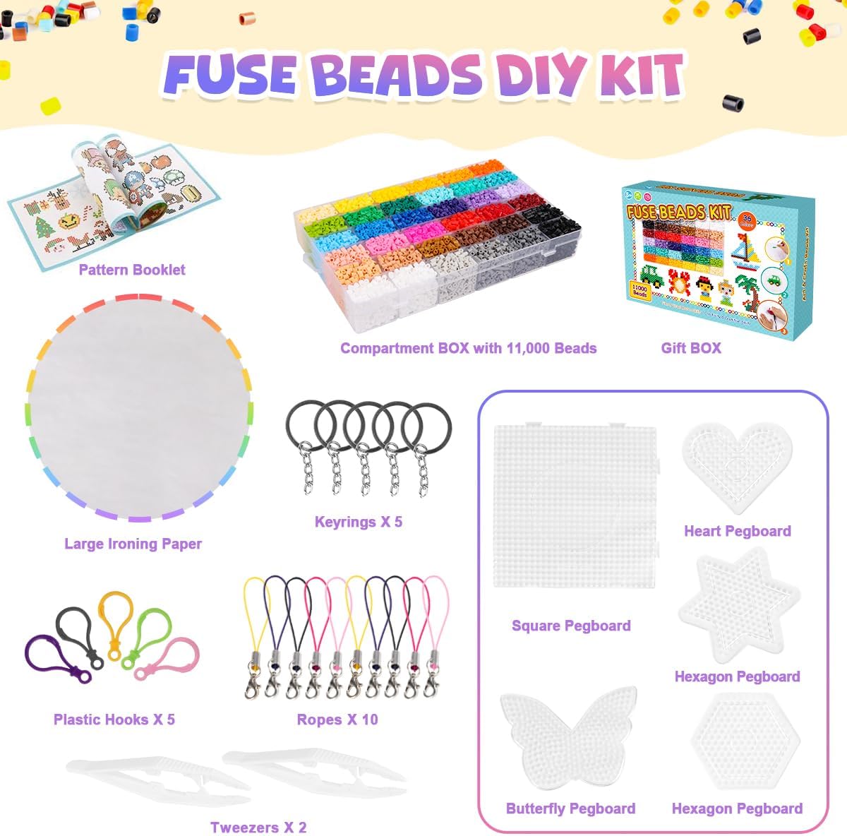 Thumbnail 3 de Meland FuseBeads-01 5mm Fuse Bead Kit, 11,000 Beads in 36 Colors