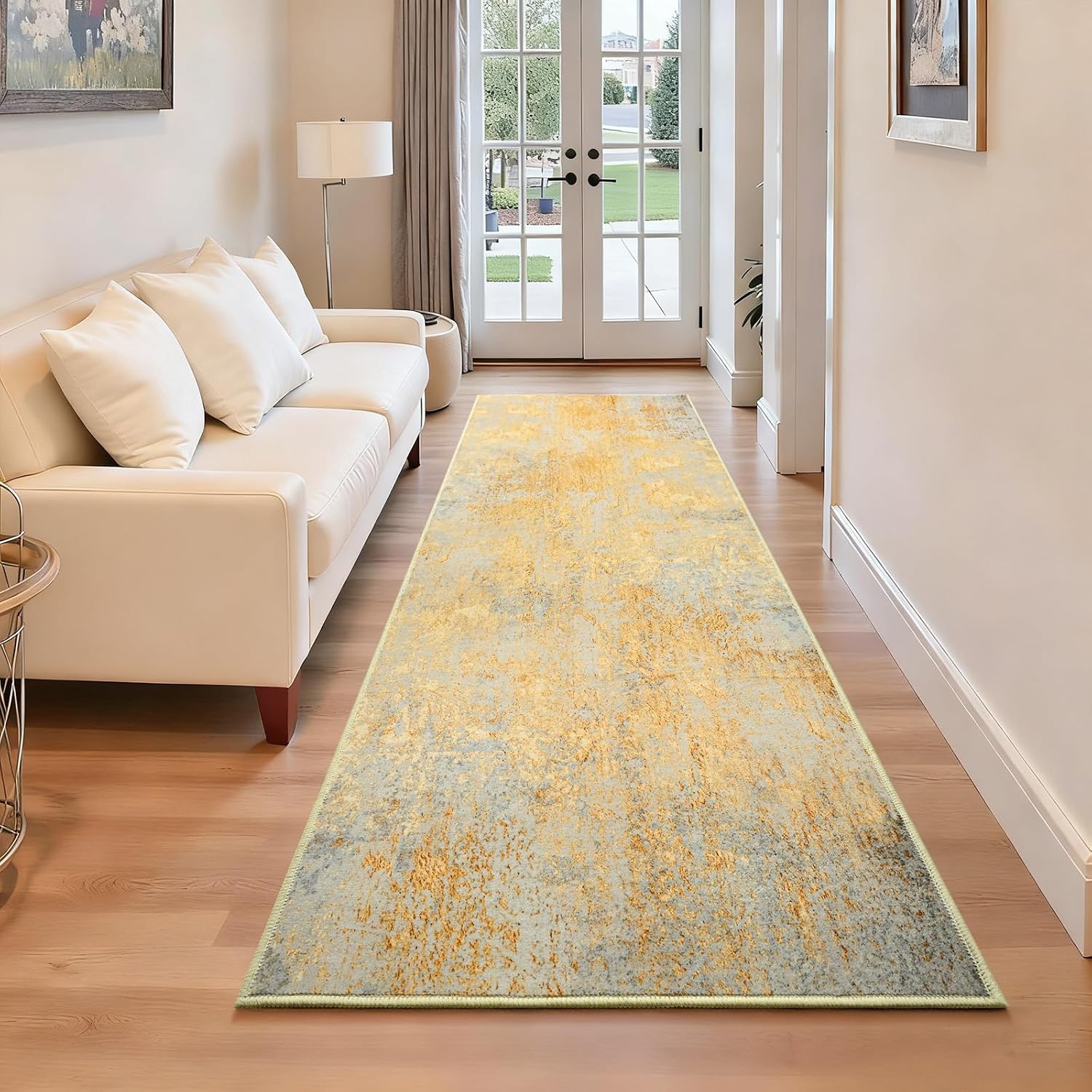 Detalle 2 de Ompaa 8 x 10 ft synthetic wool rug, boho, orange 📐
