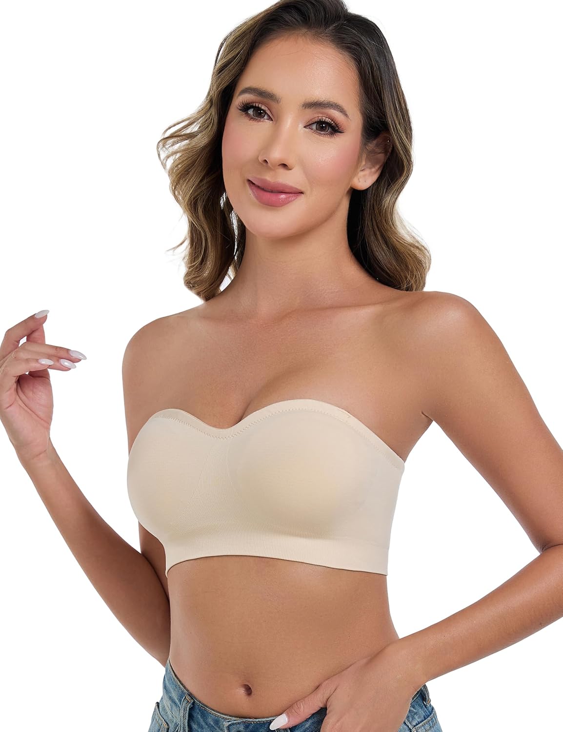 Thumbnail 6 de ANGOOL Strapless Wirefree Bandeau Bra with Silicone Non-Slip Grip (Tube Top, Padded)