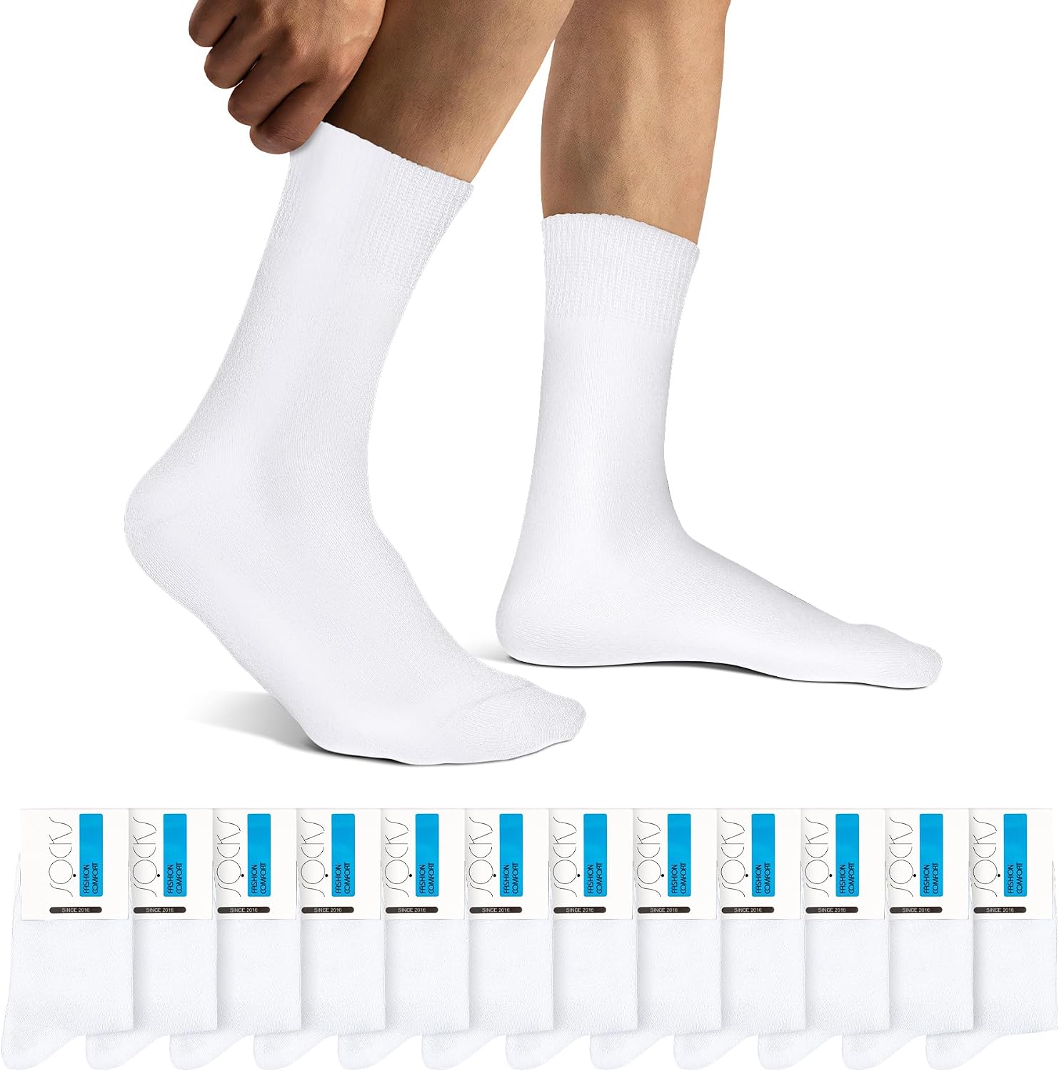 Falechay Herren Socken 12 Paar Sportsocken Classic Schwarz – Atmungsaktiv, Baumwolle