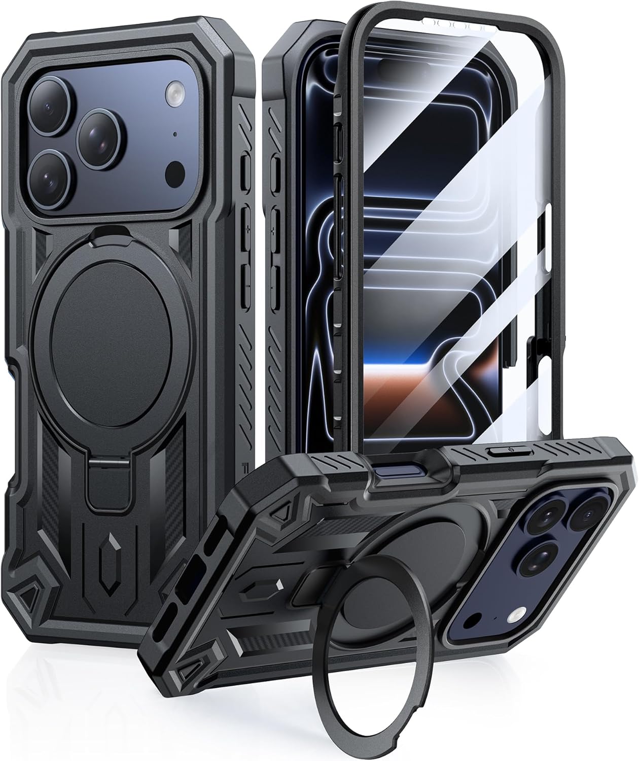 Thumbnail 6 de FNTCASE iPhone 17 magnetic stand phone case with built-in screen protector (Black)