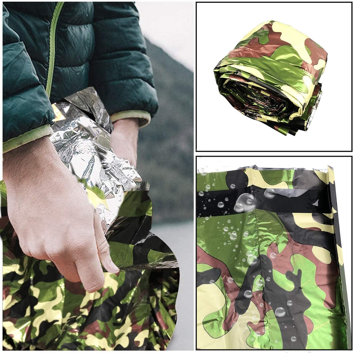 Detalle de HONYAO Emergency Bivvy Bag – portable waterproof survival shelter & emergency sleeping bag liner